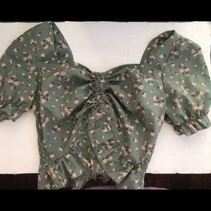 Ruffle Trim Floral Top